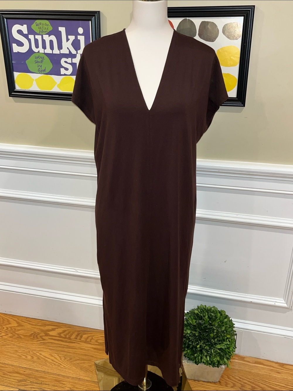 Vince Deep V-Neck Jersey Maxi Dress